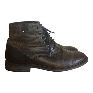 Steve Madden ULTIMATE Leather Boots Lace Up Rugged Gray